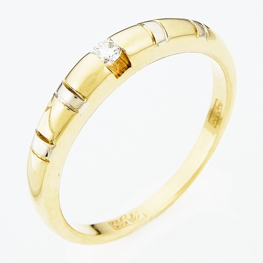 Кольцо из комбинированного золота 585 пробы c 1 бриллиантом Л54045396 фото 1