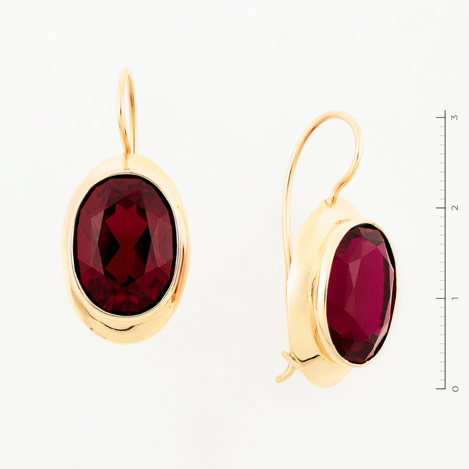 Серьги из красного золота 583 пробы c 2 корундами
