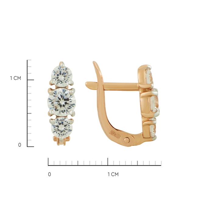 Серьги из золота 585 пробы c фианитами, Ц О007 1615 за 18560