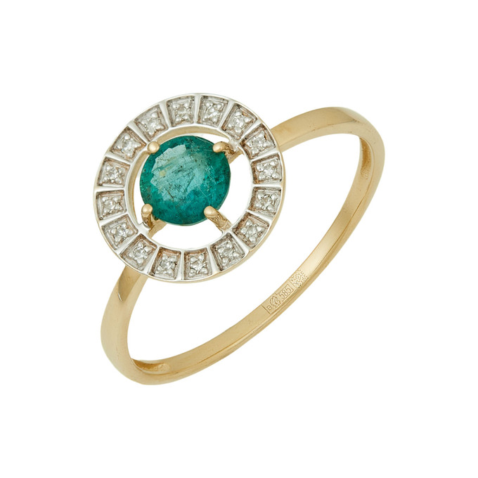 Кольцо из золота 585 пробы c изумрудом и бриллиантами, Л 6002 5465 за 30300