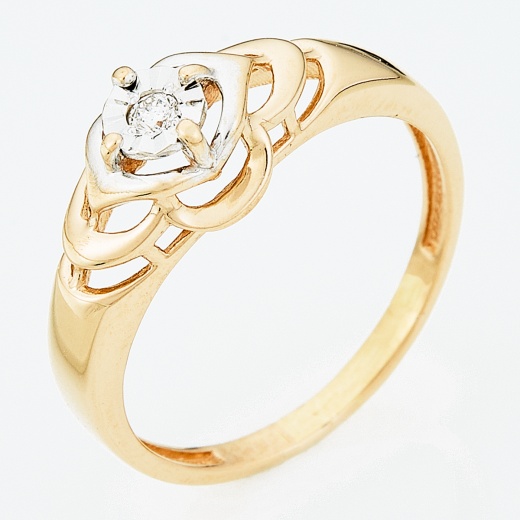 Кольцо из комбинированного золота 585 пробы c 1 бриллиантом Л76005298 фото 1