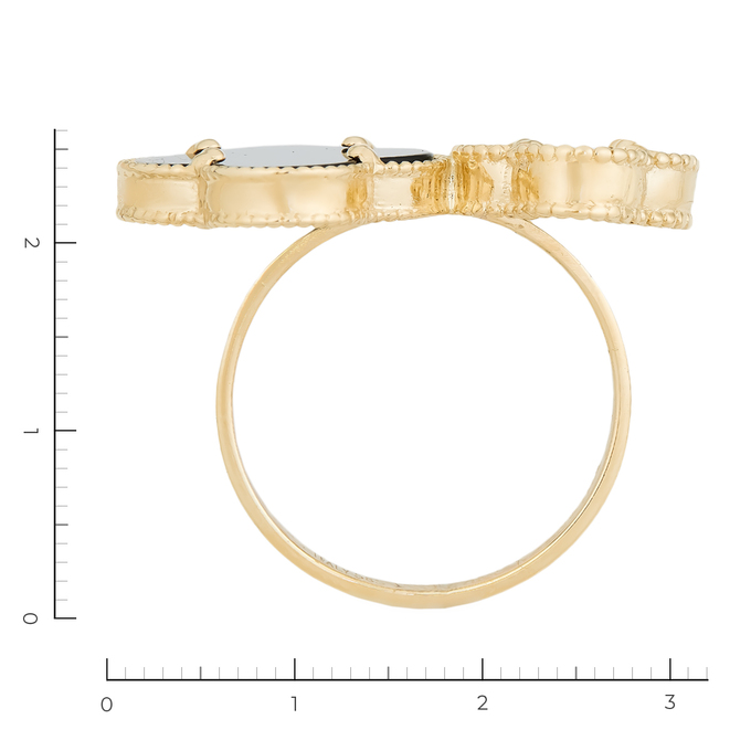 Кольцо из желтого золота 585 пробы c 2 ониксами