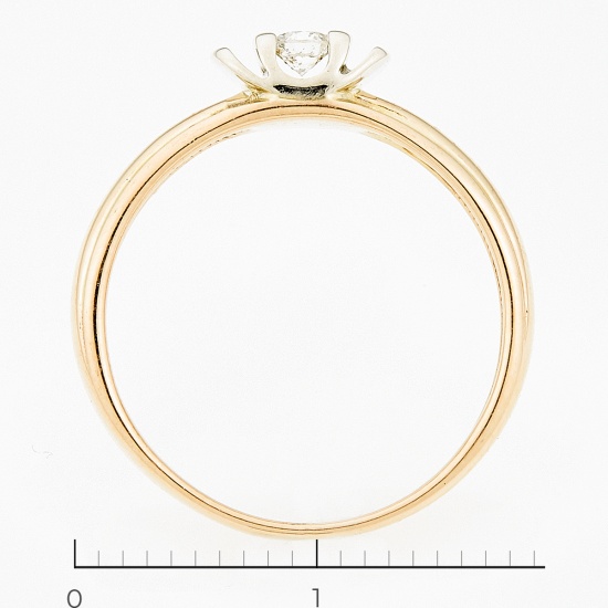 Кольцо из комбинированного золота 585 пробы c 1 бриллиантом, Л22111033 за 14700