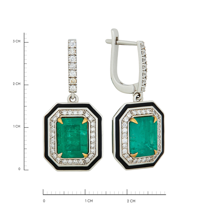 Серьги из золота 750 пробы c Изумруд, Бриллиант и Эмаль, К 0000 5443 за 590000