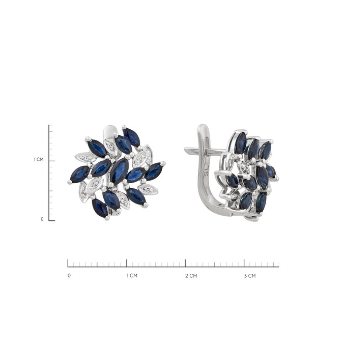 Серьги из золота 585 пробы с сапфирами и бриллиантами, Ц О007 5628 за 68000