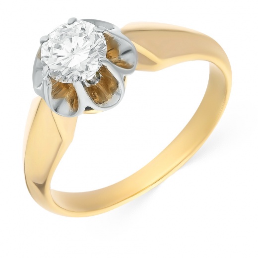 Кольцо из комбинированного золота 750 пробы c 1 бриллиантом, 012657 за 122 360 ₽