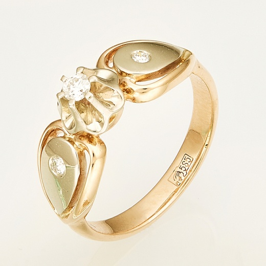 Кольцо из комбинированного золота 585 пробы c 3 бриллиантами Л05111120 фото 1