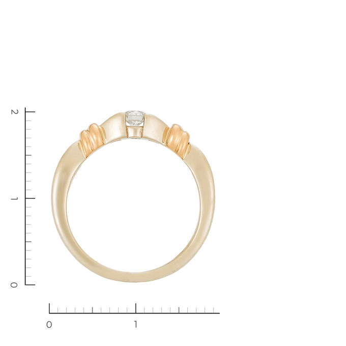 Кольцо из комбинированного золота 585 пробы c 1 бриллиантом, Л 2316 0609 за 39600