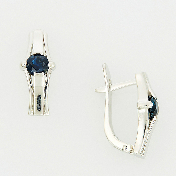 Серьги из золота 585 пробы c 2 сапфирами