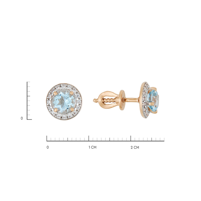 Серьги из золота 585 пробы c топазами и фианитами, Л 7500 3598 за 17760
