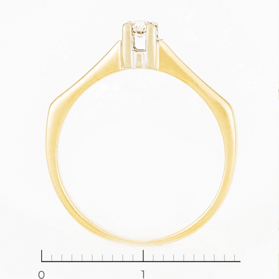 Кольцо из комбинированного золота 585 пробы c 1 бриллиантом, Л31119083 за 12500