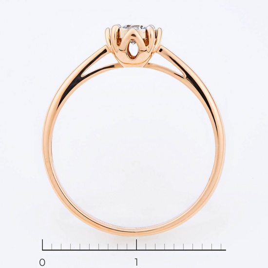 Кольцо из комбинированного золота 585 пробы c 1 бриллиантом, Л35053193 за 12215