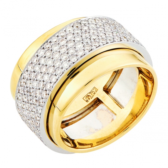 Кольцо из комбинированного золота 750 пробы c 128 бриллиантами, Л19102602 за 207000