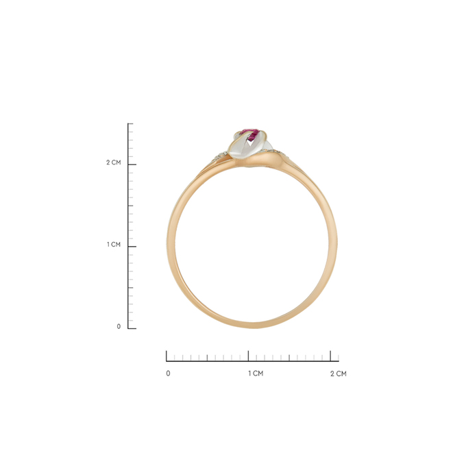 Кольцо из золота 585 пробы c рубином и бриллиантами, Л 2212 9644 за 22800