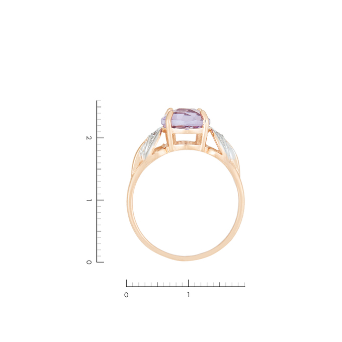Кольцо из золота 585 пробы c 1 аметистом и 6 фианитами, Л 1606 1156 за 22610