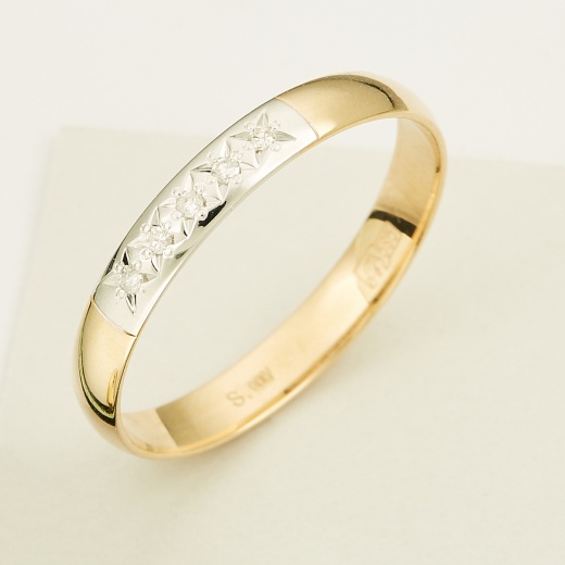 Кольцо из комбинированного золота 585 пробы c 5 бриллиантами Л05126042 фото 1