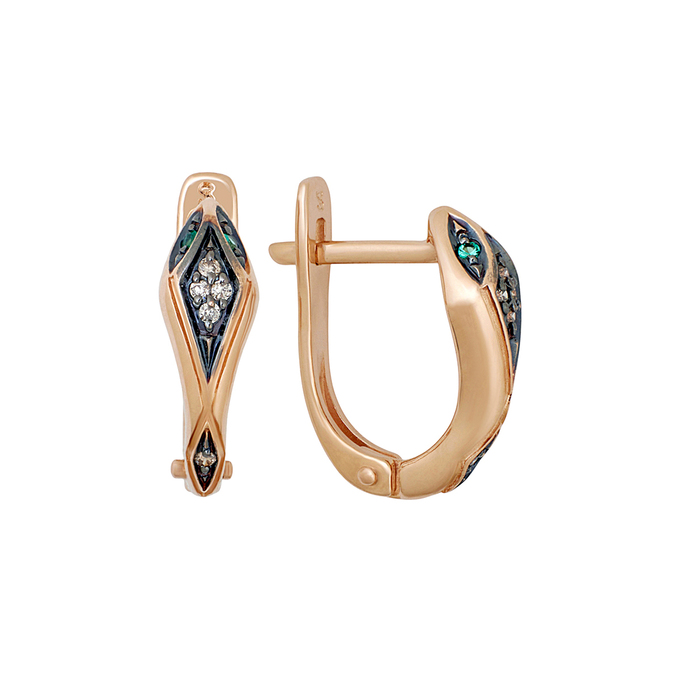 Серьги из золота 585 пробы c бриллиантами и изумрудами, К 0000 3297 за 25400