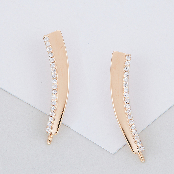 Серьги из золота 585 пробы c фианитами