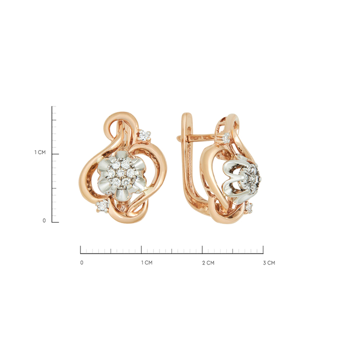 Серьги из золота 585 пробы c бриллиантами, Ц О007 1132 за 72720