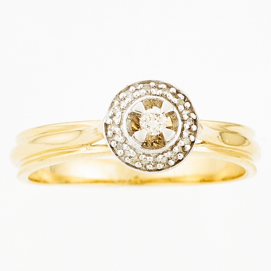 Кольцо из комбинированного золота 585 пробы c 13 бриллиантами, Л76006956 за 12250