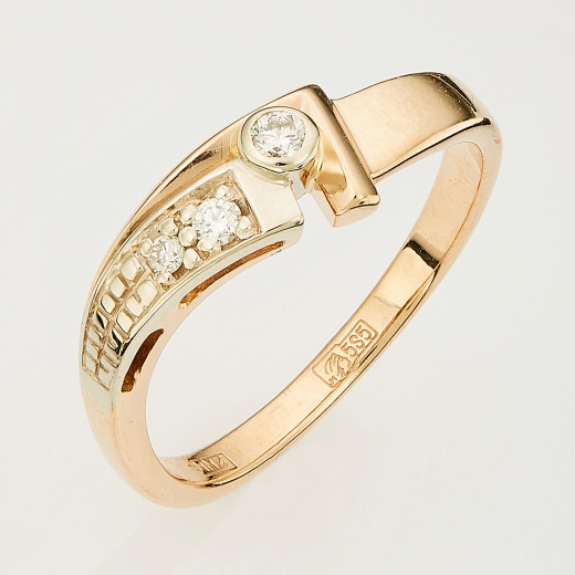 Кольцо из комбинированного золота 585 пробы c 3 бриллиантами Л58031295 фото 1
