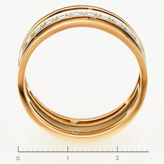 Кольцо из комбинированного золота 585 пробы c 11 бриллиантами, Л30125723 за 55650