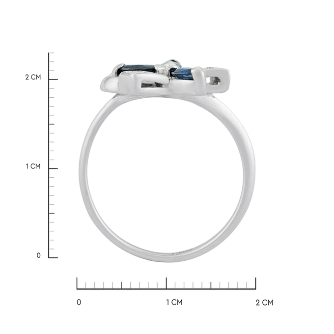 Кольцо из золота 585 пробы c сапфирами и бриллиантами