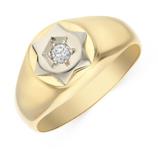 Кольцо из комбинированного золота 585 пробы c 1 бриллиантом 060898 фото 1
