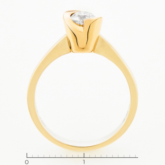 Кольцо из комбинированного золота 750 пробы c 1 бриллиантом, Л08080406 за 52150
