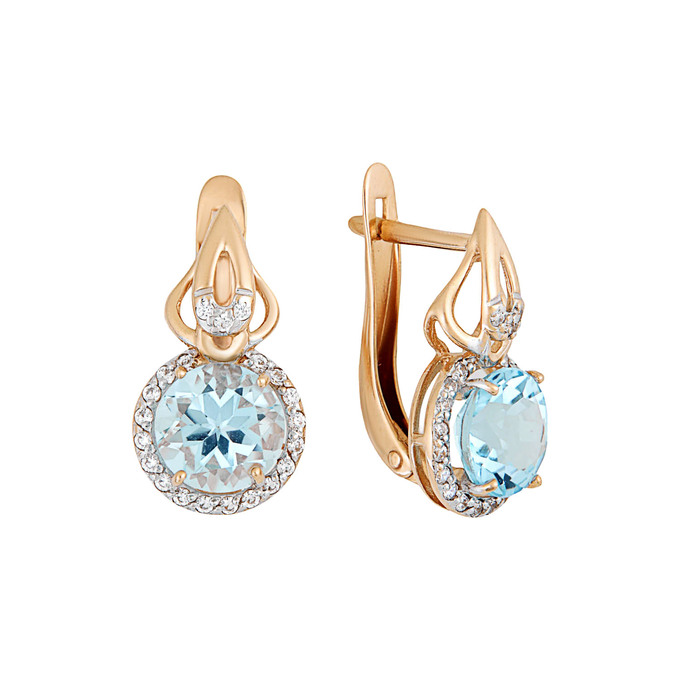 Серьги из золота 585 пробы с топазами и фианитами, Л 4508 0281 за 30600