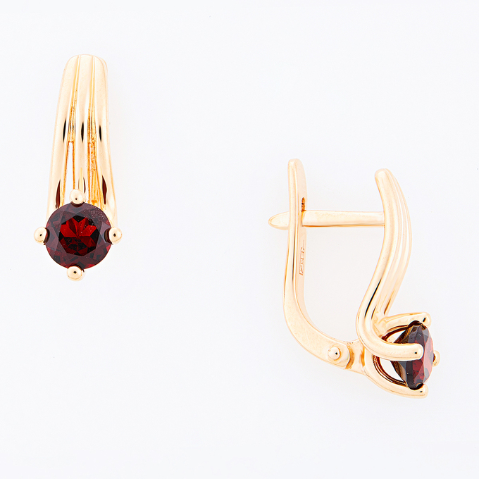 Серьги из золота 585 пробы c 2 гранатами