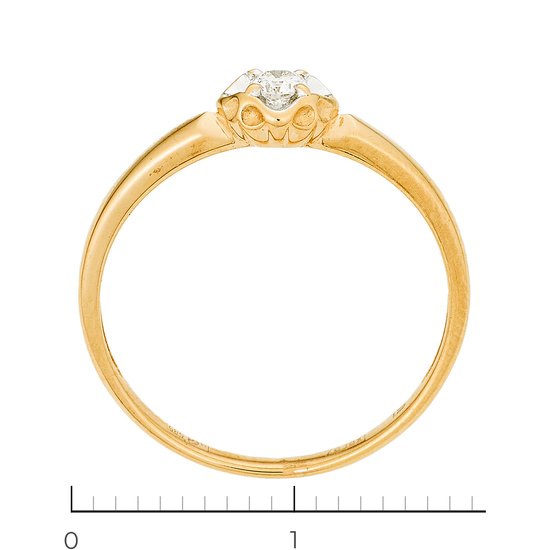 Кольцо из комбинированного золота 585 пробы c 1 бриллиантом, Л60020333 за 11920