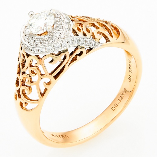 Кольцо из комбинированного золота 750 пробы c 47 бриллиантами Л24122019 фото 1