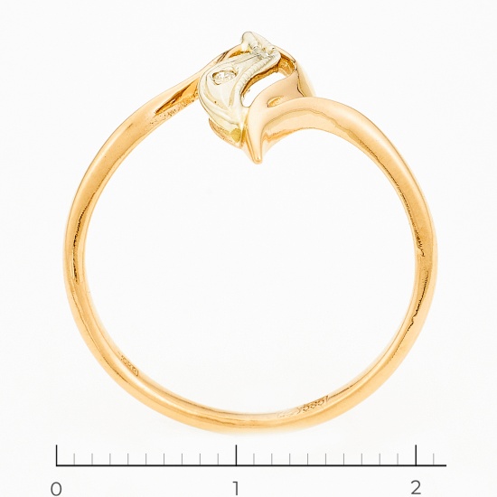 Кольцо из комбинированного золота 585 пробы c 1 бриллиантом, Л54048291 за 12300