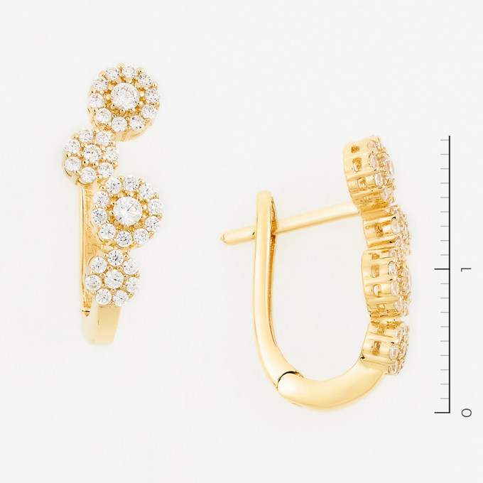 Серьги золото, 585, 2 к.,2,95 гр. (чистый вес 2,7 гр.) со следами износа; Фианит Бесцветный