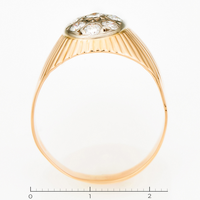 Кольцо из комбинированного золота 585 пробы c 9 бриллиантами