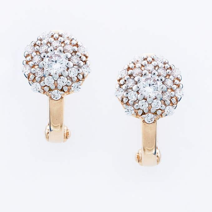 Серьги из золота 585 пробы c фианитами