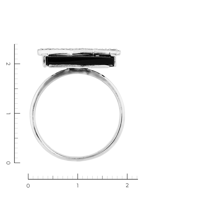 Кольцо из белого золота 750 пробы c 1 ониксом и 22 бриллиантами, Л 2808 6533 за 78900