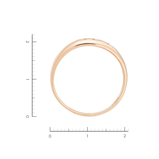 Кольцо из красного золота 585 пробы c 3 бриллиантами, Л 0514 2965 за 18200