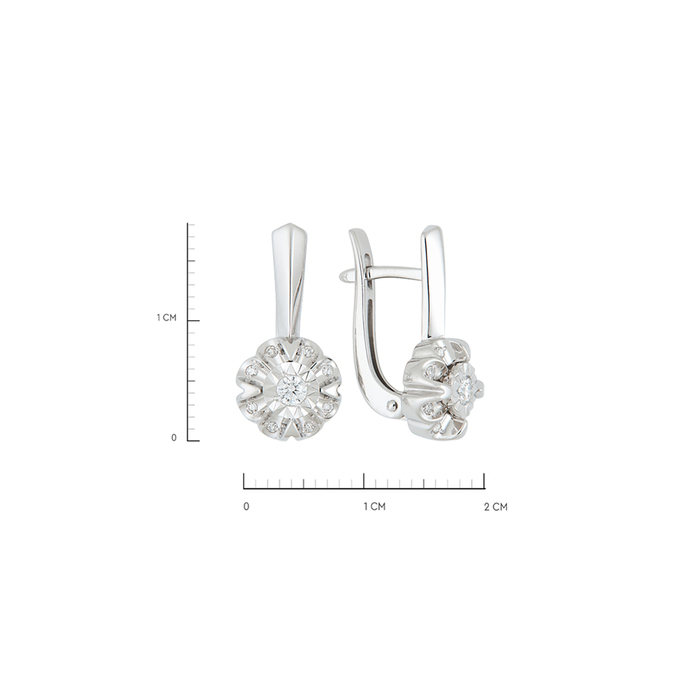 Серьги из золота 585 пробы c 18 бриллиантами, Л 4805 7594 за 43371