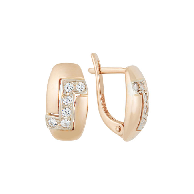 Серьги из золота 585 пробы c фианитами