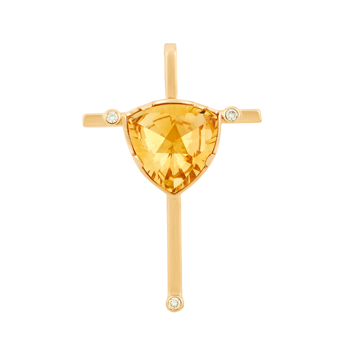 Подвеска из золота 585 пробы c цитрином и бриллиантами
