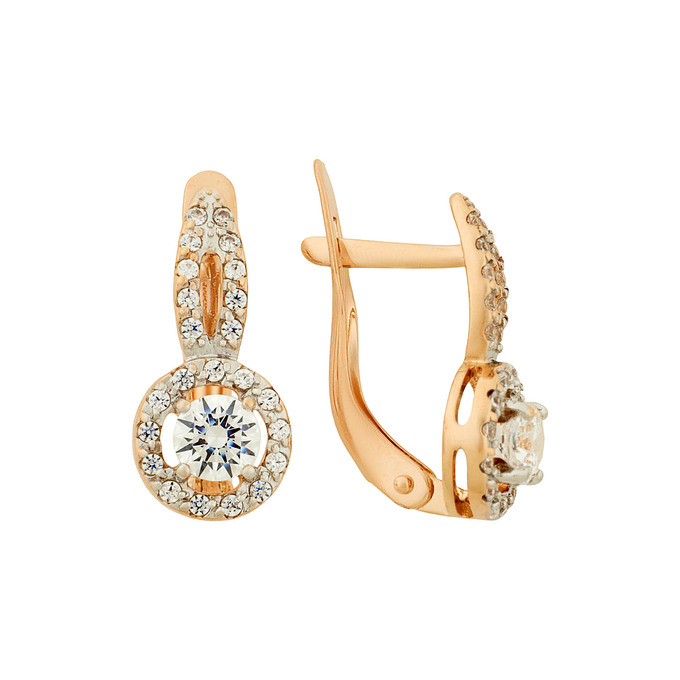Серьги из золота 585 пробы c фианитами, Ц О007 2622 за 28000
