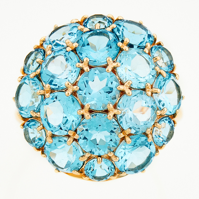 Кольцо из красного золота 585 пробы c 19 топазами