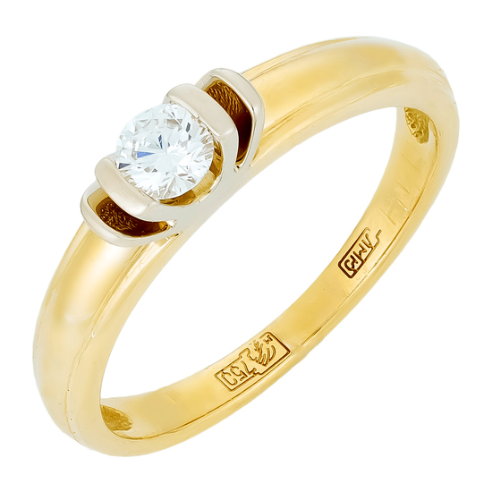 Кольцо из желтого золота 750 пробы c 1 бриллиантом, Л35062578 за 42300