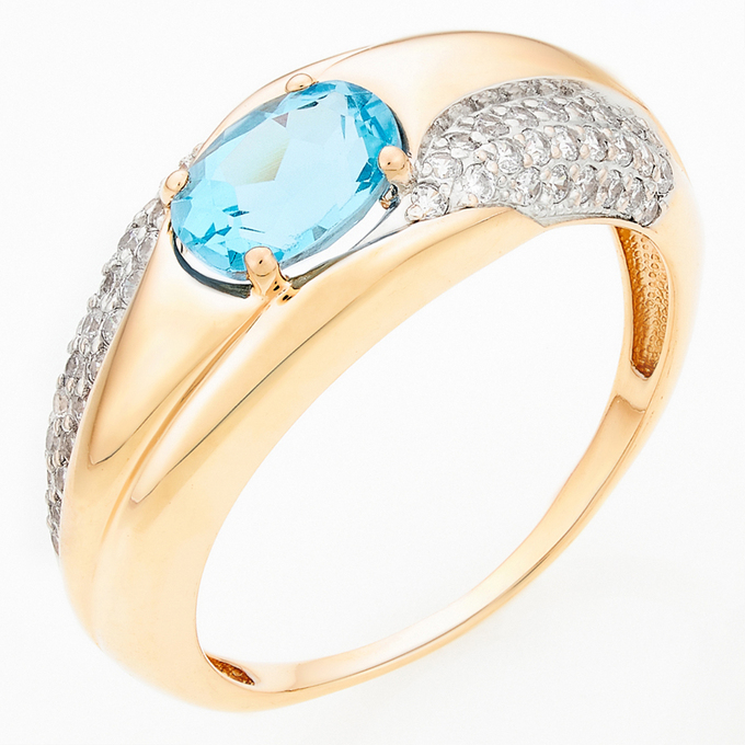 Кольцо из золота 585 пробы c топазом и фианитами, Л 3604 0706 за 45440