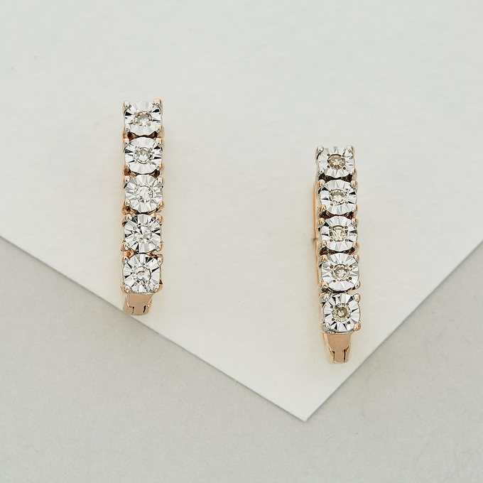 Серьги из золота 585 пробы c 10 бриллиантами