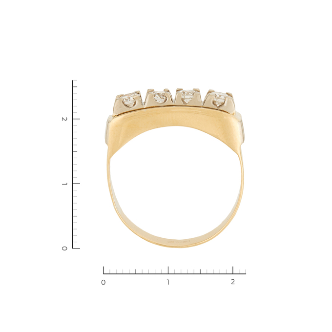 Кольцо из комбинированного золота 750 пробы c 4 бриллиантами, Л 2414 3916 за 119000