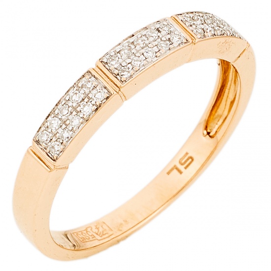 Кольцо из комбинированного золота 585 пробы c 30 бриллиантами, Л05139478 за 9 540 ₽