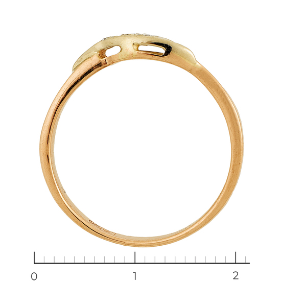 Кольцо из комбинированного золота 585 пробы c 3 бриллиантами, Л36060730 за 12540